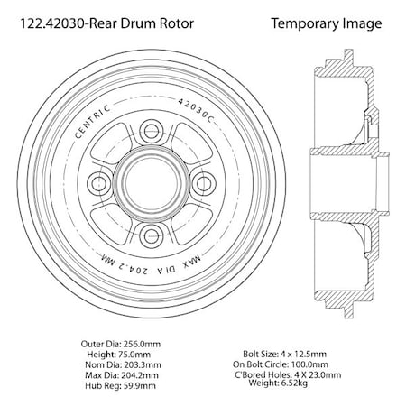 Centric Parts Prem Drums, 122.42030 122.42030